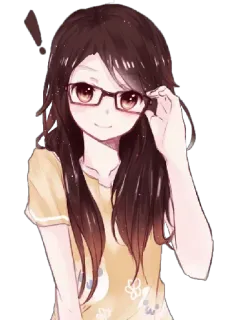 🤓 อนิเมะ, ผู้หญิง, แว่นตา, น่ารัก, การ์ตูน, ภาพประกอบ telegram sticker