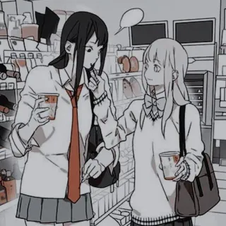 🍢 anime, girls, school uniforms, friendship, slice of life telegram sticker