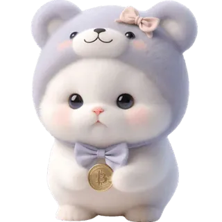 🪙 gato, lindo, animal, oso, dibujos animados, kawaii, Bitcoin, criptomoneda telegram sticker