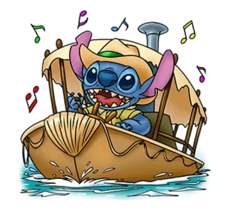 🎵 Stitch Stitch, Disney, cartone animato, personaggio, barca, acqua telegram sticker