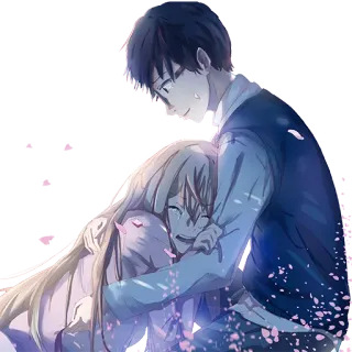 😔 Anime, Abbraccio, Triste, Pianto, Coppia, Amore, Emozionale telegram sticker