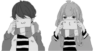 😙 Anime, Pasangan, Kawaii, Lucu, Gambar, Ilustrasi telegram sticker