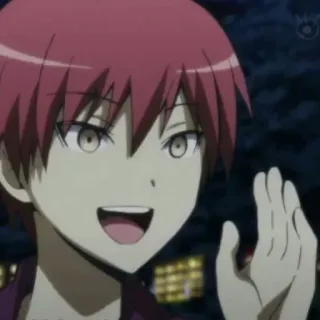 😄 Karma Akabane Assassination Classroom anime, desenho animado, cabelo ruivo, Karma, Akabane, sorriso telegram sticker