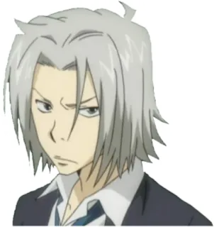 😠 Anime, Manga, Personaggio, Capelli Grigi, Espressione Facciale, Ritratto telegram sticker