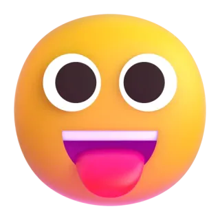 😛 อิโมจิ, สไมลีย์, ลิ้น, หน้า, สีเหลือง telegram sticker