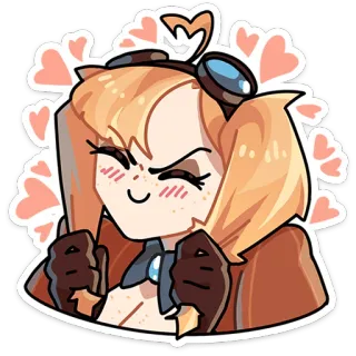 ⭐ Anime, Cartoon, Meisje, Harten, Piloot, Steampunk whatsapp sticker
