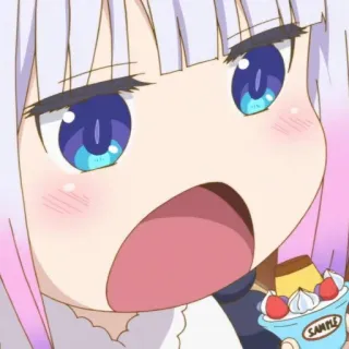 ☁️ Kanna Kamui Miss Kobayashi's Dragon Maid SAMPLE Anime, Carino, Kawaii, Cibo, Budino, Dessert, Kanna, Dragon Maid telegram sticker