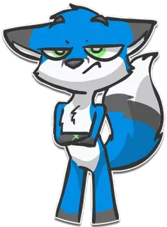 😒 สุนัขจิ้งจอก, การ์ตูน, มานุษยรูปนิยม, สัตว์, สีน้ำเงิน, สติกเกอร์ whatsapp sticker