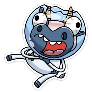 😵 牛, 漫画, 動物, ばか, 面白い, 生き物 telegram sticker