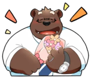 💐 หมี, ดอกไม้, ช่อดอกไม้, การ์ตูน, น่ารัก telegram sticker