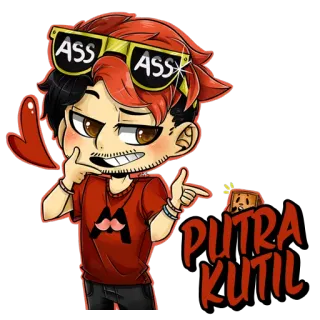 😉 ASS Dibujo animado, Personaje, Gafas de sol, Ofensivo telegram sticker