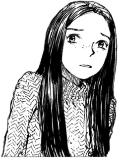 😣 Манга, Аниме, Девушка, Иллюстрация, Рисунок, Портрет telegram sticker