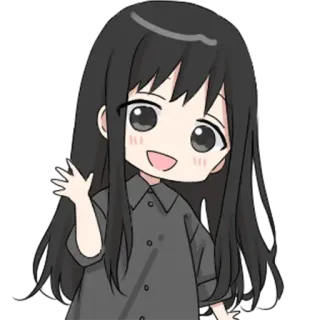 👋 Anime, Mädchen, winkend, süß, Cartoon, Kawaii telegram sticker