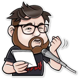 ✊ мужчина, микрофон, очки, стикер, пение, динамик, выступление telegram sticker