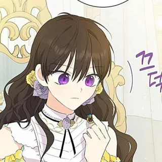 🥢 끄덕 animé, fille, femme, dessin animé, yeux violets telegram sticker