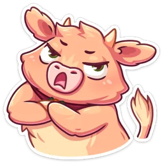 😐 소, 동물, 만화, 화난, 스티커 telegram sticker