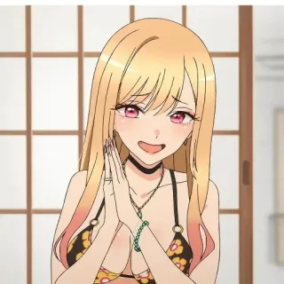❤️ Marin Kitagawa My Dress-Up Darling Аниме, Девушка, Блондинка, Милая, Улыбка, Персонаж, Иллюстрация telegram sticker
