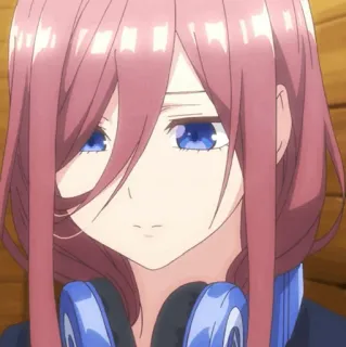 🐾 Miku Nakano The Quintessential Quintuplets Anime, Manga, Personaggio, Miku, Le Quintessential Quintuplets, Cuffie, Carino telegram sticker