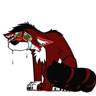 😭 울음, 슬픈, 여우, 빨간색, 눈물, 만화 telegram sticker