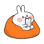 😳 coelho, telefone, laranja, fofo, kawaii, puff whatsapp sticker