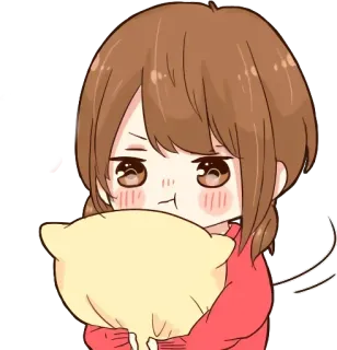 😠 Dibujo animado, Chica, Anime, Almohada, Lindo whatsapp sticker