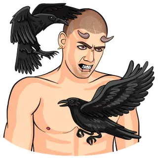 😈 iblis, tanduk, gagak, burung, setan telegram sticker
