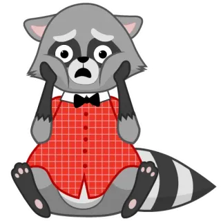 😨 guaxinim, triste, assustado, desenho animado, animal, mamífero, preocupado, fofo telegram sticker