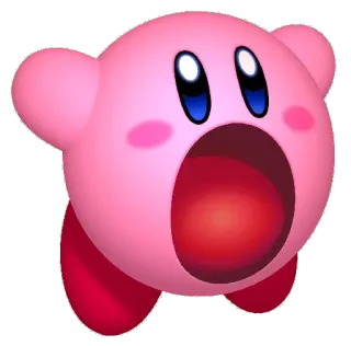 😦 Kirby różowy, kreskówka, słodkie, gra wideo, nintendo telegram sticker