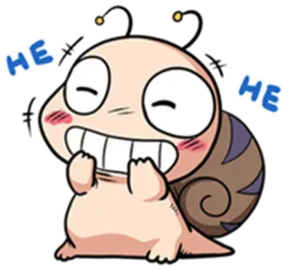 😄 HE HE kartun, siput, imut, senang, animasi, binatang whatsapp sticker