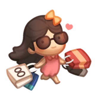😎 Kartun, Gadis, Belanja, Pita, Lucu telegram sticker