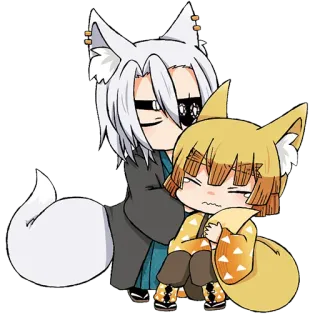 💎 Chibi, Anime, Cartone animato, Kawaii, Volpe, Carino telegram sticker
