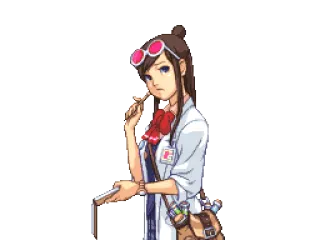 🤔 Ema Skye Ace Attorney Anime, Cientista, Detetive, Investigação, Video game, Ema Skye, Ace Attorney telegram sticker