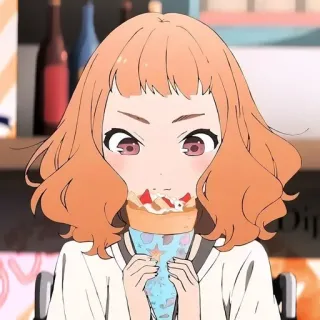 🍦 Anime, Ragazza, Cartone animato, Cibo, Mangiare telegram sticker