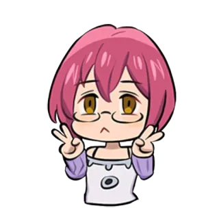 ✌️ Gowther Seven Deadly Sins Anime, Desenho animado, Personagem, Gowther, Cabelo rosa, Óculos, Sinal de paz telegram sticker