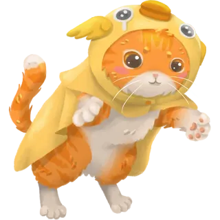 ☔ gatto, anatra, animale, carino, cartone animato, animale domestico, adorabile telegram sticker