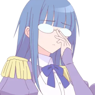🤓 Anime, Dziewczyna, Niebieskie włosy, Okulary, Mundur, Kreskówka, Postać telegram sticker