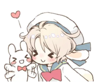 🌬 anime, lindo, conejo, kawaii, corazón, marinero whatsapp sticker