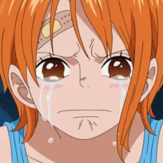 😿 Nami One Piece 动漫, 哭泣, 悲伤, 受伤, 女性, 角色 telegram sticker