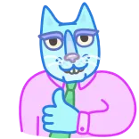 👍 cat, thumbs up, animal, cartoon, positive, approval, cute telegram sticker
