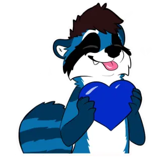💙 енот, животное, мультфильм, сердце, любовь, милый telegram sticker