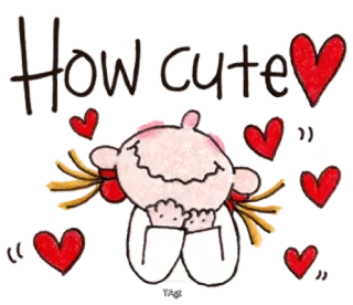 😍 How cute fofo, corações, desenho animado, caprichoso, amor, feliz whatsapp sticker