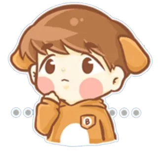 🤔 การ์ตูน, สติกเกอร์, เด็กผู้ชาย, น่ารัก, คาวาอิ telegram sticker