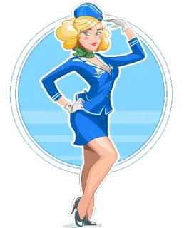 🙋 aeromoça, aeromoça, mulher, uniforme, saudação telegram sticker