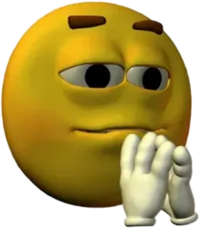 🙏 Emoji, Myślenie, Zamyślony, Czekanie, Ręce, Żółty telegram sticker