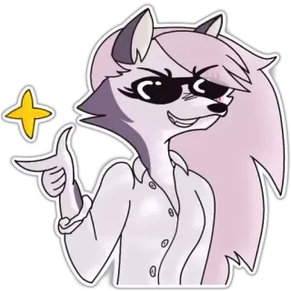 ✨ pegatina, dibujo animado, animal, personaje, lobo, antropomórfico, guay, gafas de sol whatsapp sticker