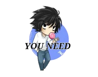 🍭 L Lawliet Death Note YOU NEED Anime, Lecca-lecca, L Lawliet, Death Note, carino, Chibi telegram sticker