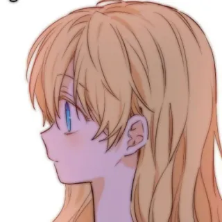 🪜 Anime, Chica, Retrato, Perfil, Pelo rubio, Dibujo animado telegram sticker