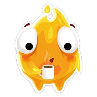 ☕️ Blob, Kopi, Lucu, Kawaii, Stiker, Kuning, Minuman whatsapp sticker