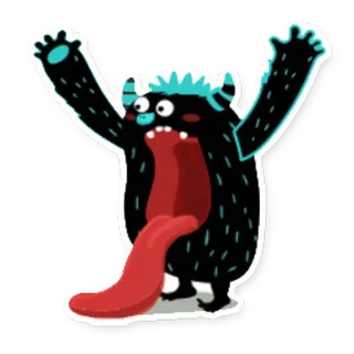 😛 monstro, desenho animado, bobo, criatura, engraçado, ilustração whatsapp sticker