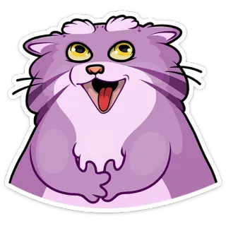 😮 gato, adesivo, fofo, desenho animado, animal, engraçado, roxo, amarelo telegram sticker